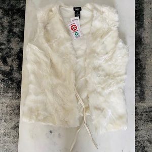 White faux fur vest